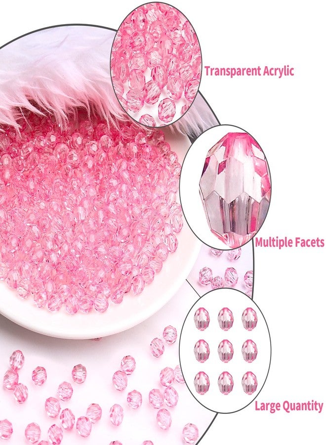 BONNY BOXX 1000pcs 6mm Acrylic Faceted Round Crystal Beads Transparent Pink Loose Spacer Craft Beads for DIY Bracelet Necklace Earring Keychain Jewelry Making Bags Decoration - Image 2